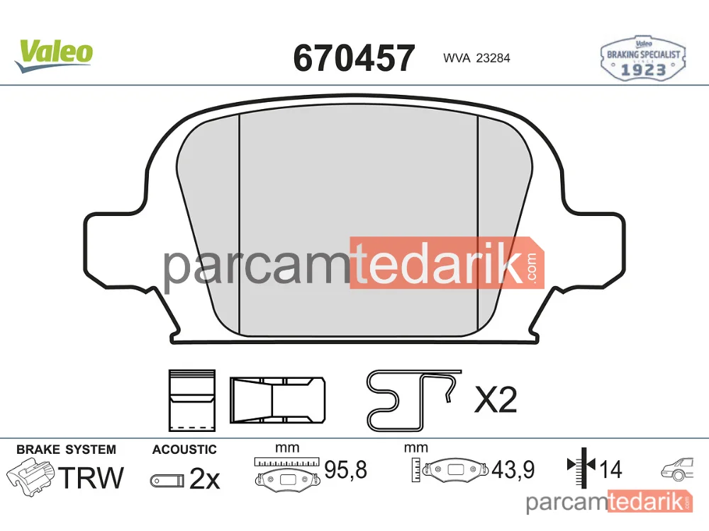 670457 | Fren Balatası (Arka) — Opel Corsa C